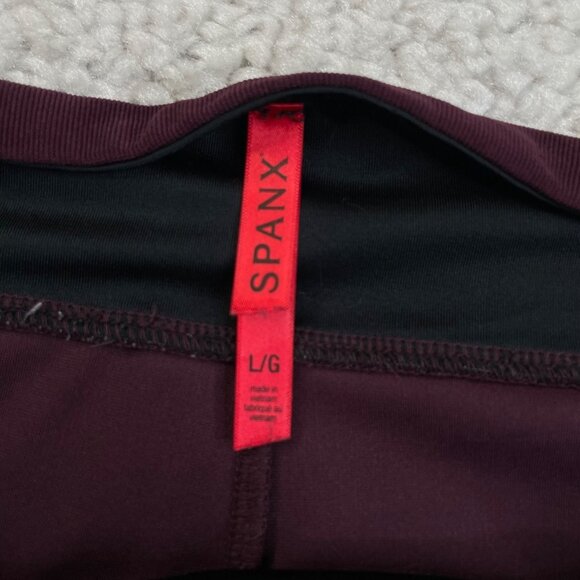 Spanx Micro Ribbed Knit Control Top Skimmer Legging Burgundy Wine - Picture 4 of 10